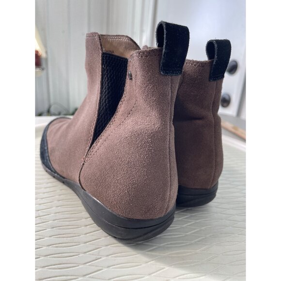 Sudini Ankle Boot Size 9 Suede Leather Round Toe Tan Black Colorblock Comfort - Picture 7 of 9